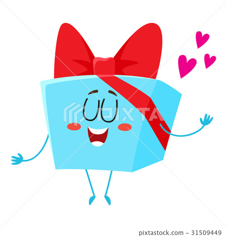 插图素材: smiling birthday gift, present character in