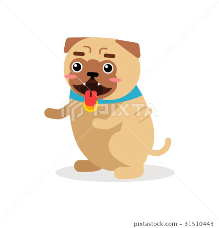 插图素材: cute cartoon pug dog champion winning gold medal