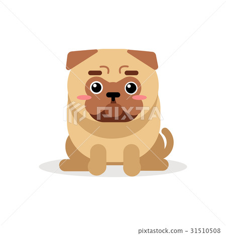 cartoon pug dog character sitting vector 首页 插图 姿势/表情