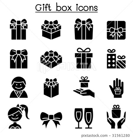 图库插图: gift box icon set vector illustration
