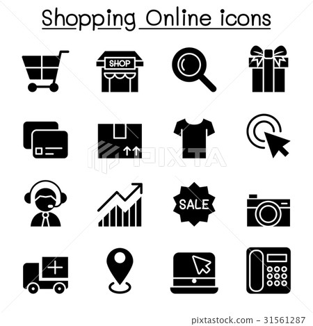 图库插图: shopping online & e-commerce icon set