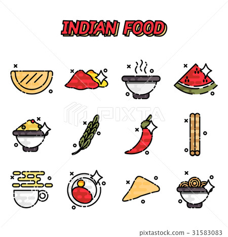 cartoonfood,cartoonanimator 插图素材: indian food cartoon concept icons