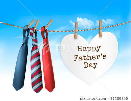 插图素材: happy fathers day background with a three ties