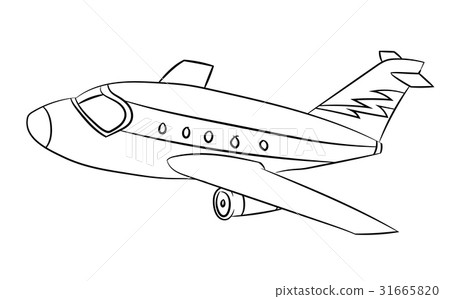 插图素材: air plane - line drawn vector