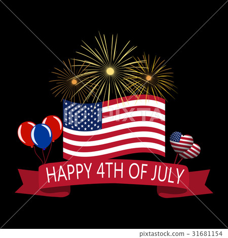 插图素材: independence day of america. tape a happy day of