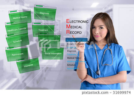 图库照片: electronic medical record system.