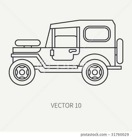 插图素材: line flat vector hunt and camping icon off-road