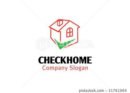 插图素材: check home logo design illustration