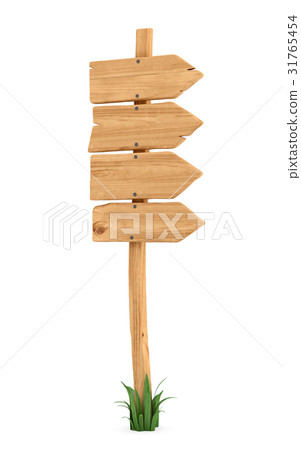 插图素材: 3d rendering of a wooden pole with some grass on