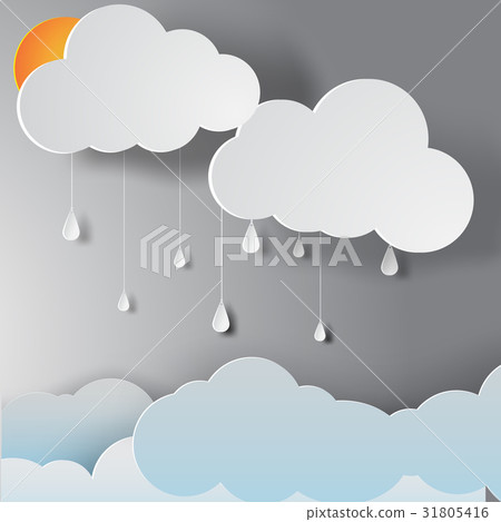 插图素材: paper art of rainy season,vector