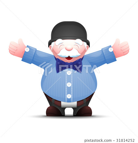 图库插图: happy senior man standing with arms outstretched