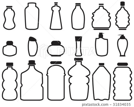 插图素材: bottle container outline icons