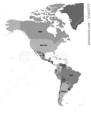 插图素材: political map of americas in four shades of grey 查看