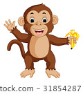 插图素材: cute monkey cartoon eating banana