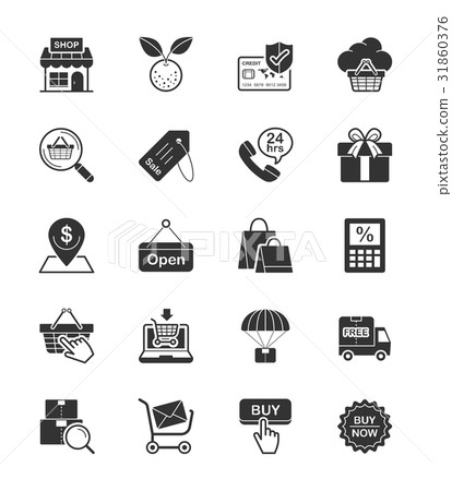 插图素材: shopping icons on white background