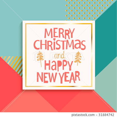 插图素材: happy new year and merry christmas modern card.
