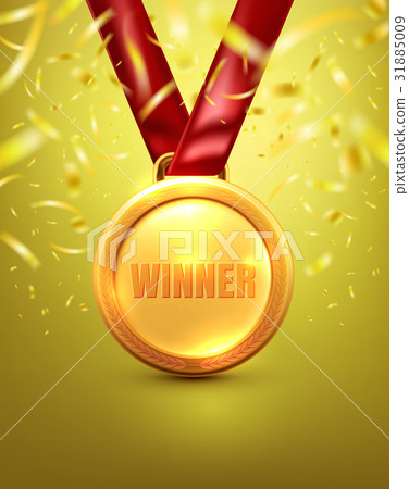 Gold medal,lucky charms 插图素材: vector of gold medal with winner text on gold