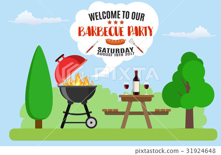插图素材: invitation card on the barbecue.