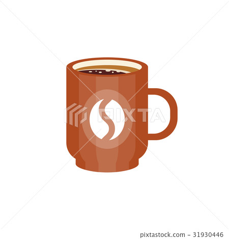 插图素材: brown ceramic mug of coffee with coffee bean logo 查看