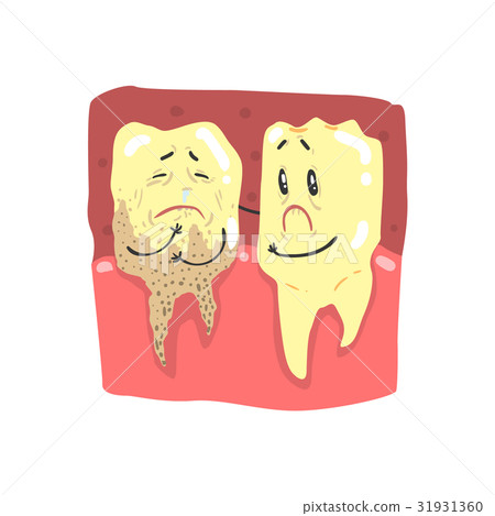 图库插图: cute cartoon healthy and decayed teeth characters