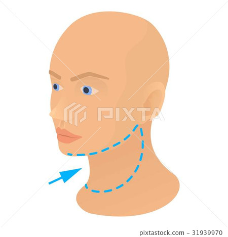 图库插图: neck plastic correction icon, cartoon style