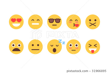 插图素材: yellow cartoon face set emoji people different 查看