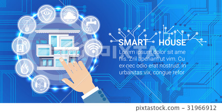 插图素材: smart house technology control system icon