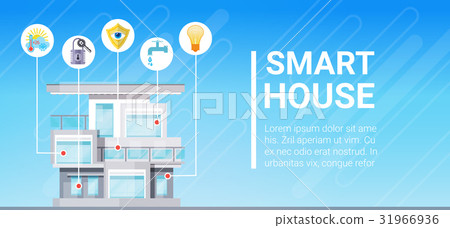 插图素材: smart house technology control system icon