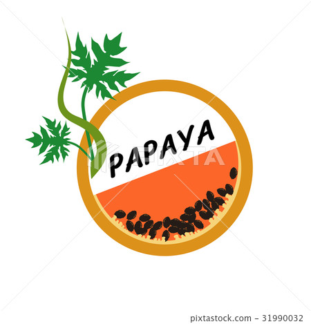 插图素材: papaya fruit icons flat style, vector illustration