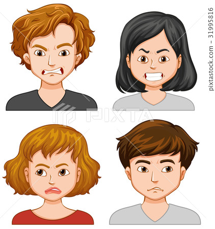 图库插图: four people with different facial expressions