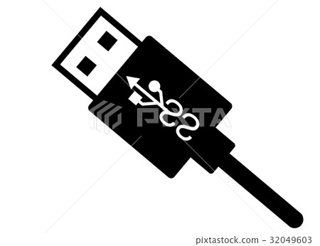 插图素材 usb ubs pc终端连接器插图黑白插头播放通信it 3.