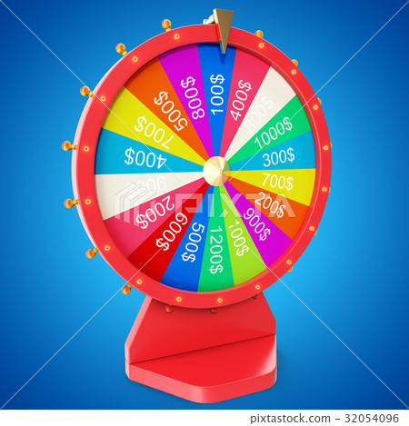 插图素材: realistic spinning fortune wheel, lucky roulette