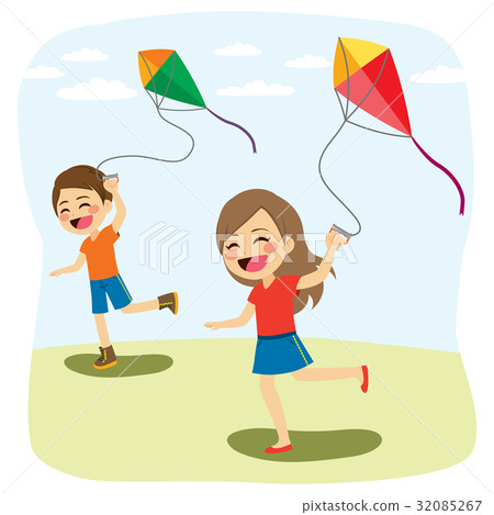 插图 children playing kite 首页 插图 人物 男女 日本人 children