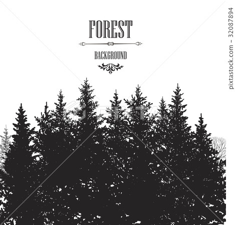 插图素材: fir tree forest background nature plant silhouette