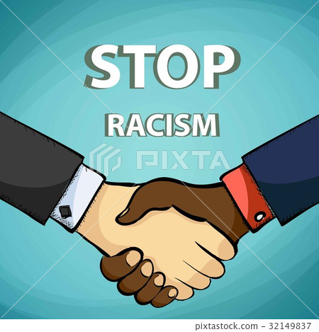 图库插图: handshake of friends. stop racism. stock vector.