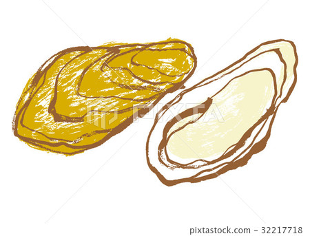 插图素材: 牡蛎柿子水彩画水墨画