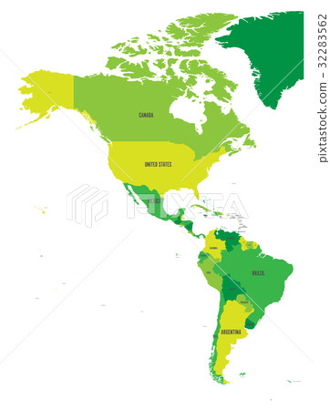 图库插图: political map of americas in green