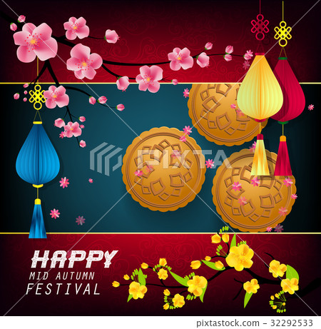 插图素材 happy mid autumn festival chinese background