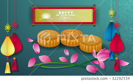 插图素材: happy mid autumn festival chinese background