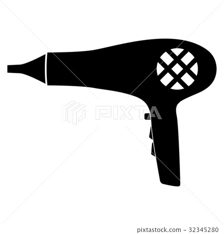 插图素材: blow dryer . hair dryer the black color icon .