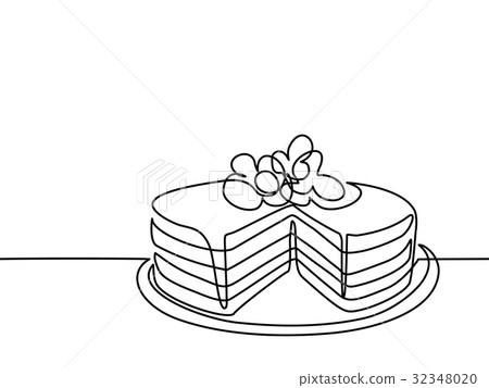 图库插图 continuous line drawing of big cake