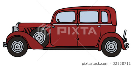 图库插图: vintage red car