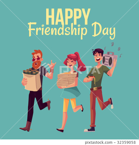 friendship band,silver bell 图库插图: happy friendship day greeting card