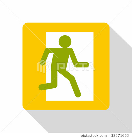 插图素材: fire exit sign icon, flat style