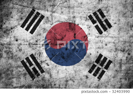插图素材: south korea flag with of old dirty crumpled paper