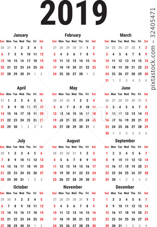 插图素材: calendar of 2019