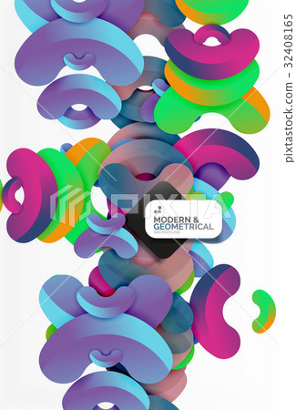 插图素材: abstract color geometric round shapes on white