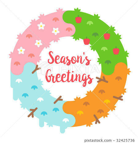 插图素材: flat design season"s greetings card with wreath