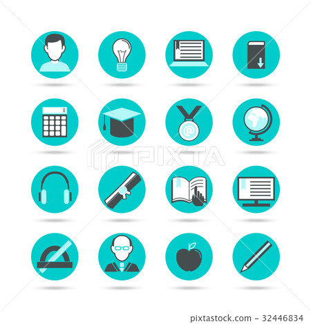 插图素材: learning flat icon set