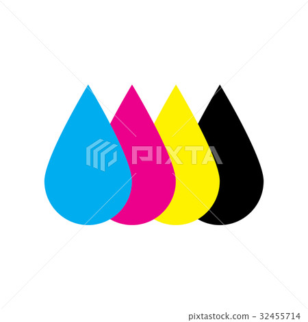 插图素材: ink drops in cmyk colors - cyan, magenta, yellow